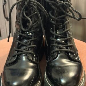 Madden Girl Shiny Black Combat Boots